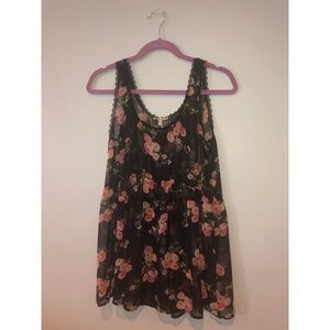Black Floral Tank